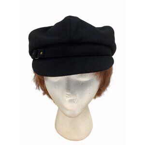 Nine West Womens Black Wool Newsboy Cap Hat